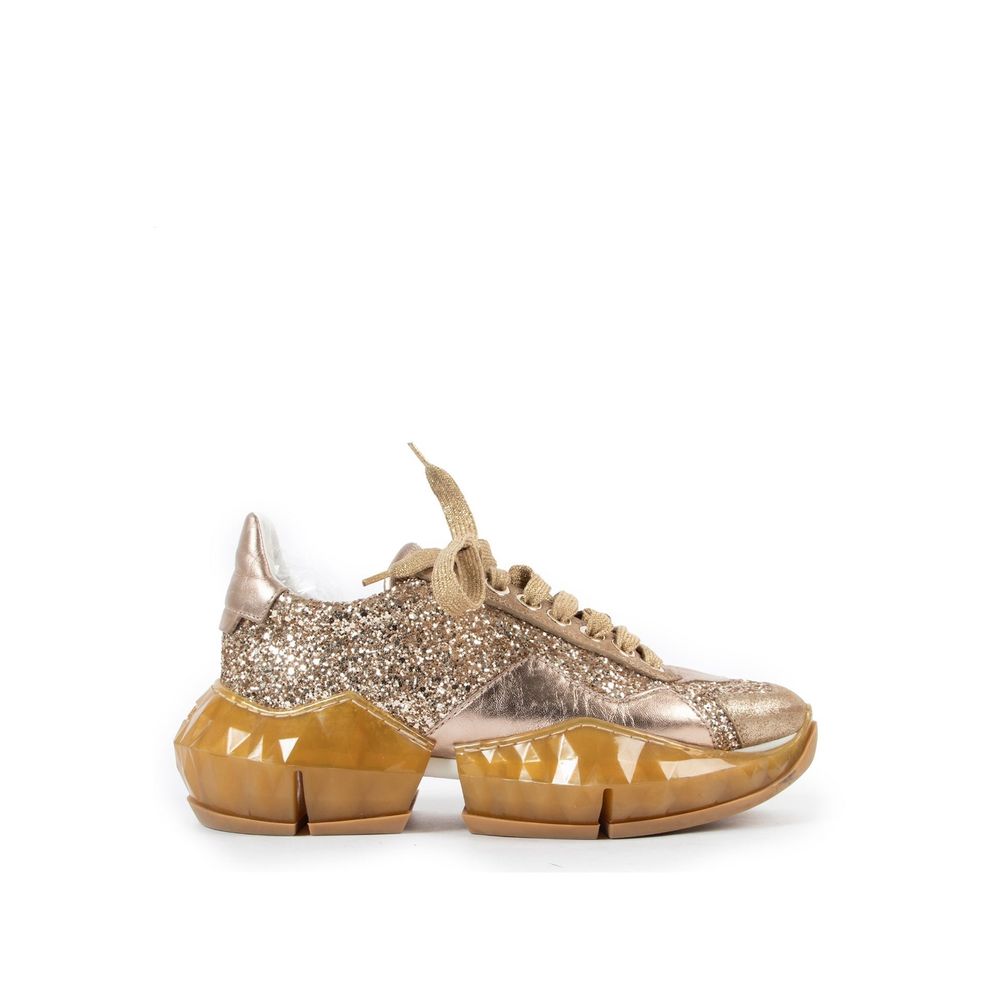 Jimmy Choo Gold Calfskin Chunky Sneakers