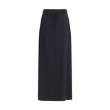 Shop The Row wool skirt in black virgin wool with a tailored fit and floor-length silhouette. Elegant minimalist design ideal for AW25 styling.