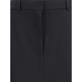Close-up of The Row Seraphyne skirt waistband and concealed front closure. Crafted from premium virgin wool for a sleek, refined finish.