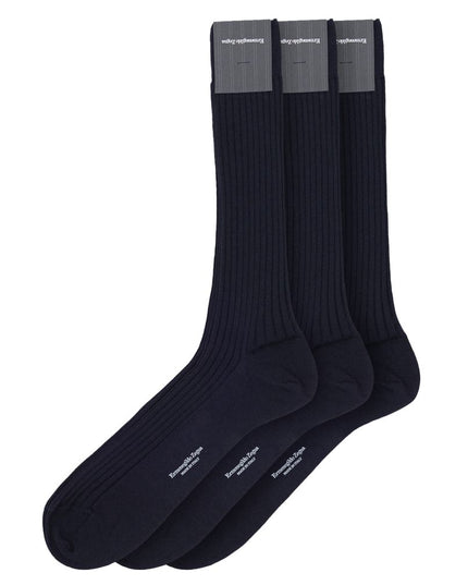 ZEGNA Navy Blue Wool Sock