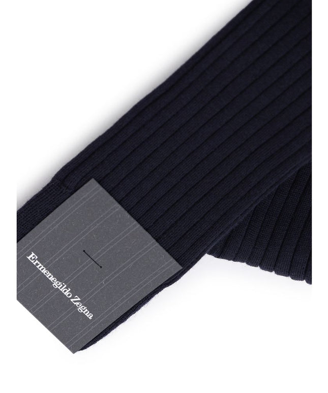 ZEGNA Navy Blue Wool Sock
