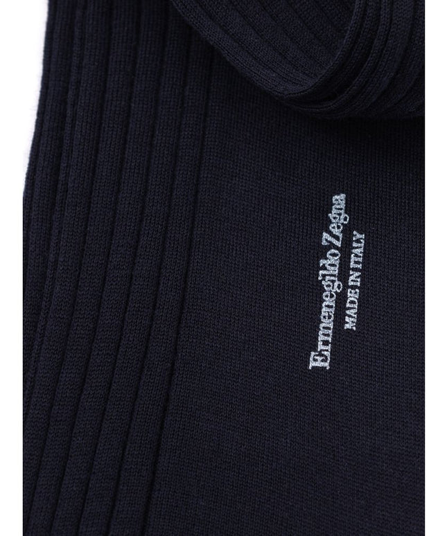 ZEGNA Navy Blue Wool Sock