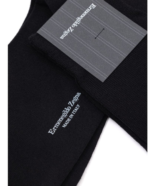 ZEGNA Black Wool Sock