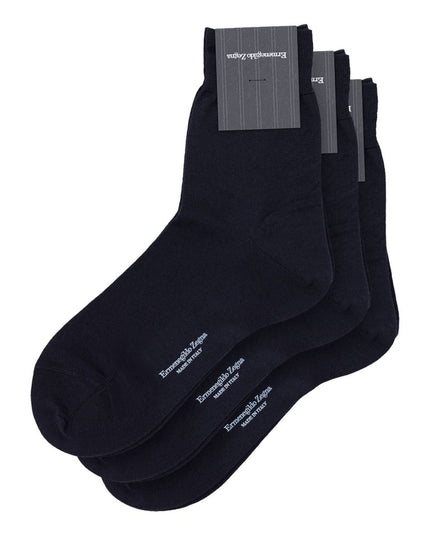 ZEGNA Navy Blue Wool Sock