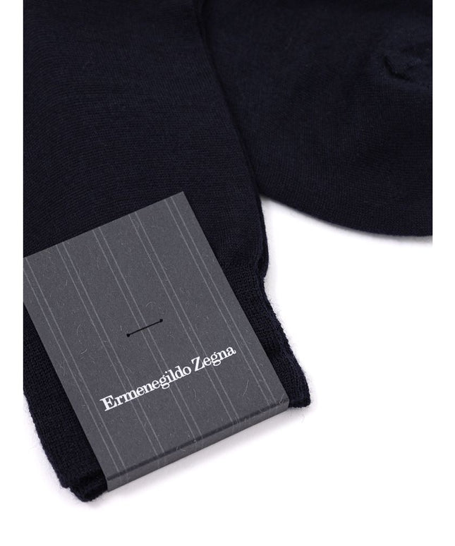 ZEGNA Navy Blue Wool Sock