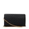 Back view of PINKO Black Leather Clutch Bag showing detailed stitching and subtle embossed logo, perfect for stylish women's fashion.
