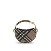 Burberry Brindle Clutch Bag in multicolor check pattern with gold-tone hardware and curved top handle, ideal for women's designer accessories.