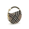 Angled rear view of Burberry Brindle Clutch Bag highlighting premium craftsmanship, iconic check fabric, and elegant gold hardware details.