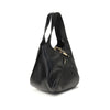 Side view of Chloé Small Balloon Shoulder Bag showcasing its soft black leather texture and elegant curved silhouette.
