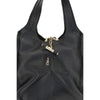 Close-up of Chloé Small Balloon Shoulder Bag featuring gold-tone chain detail and embossed Chloé logo on black leather.