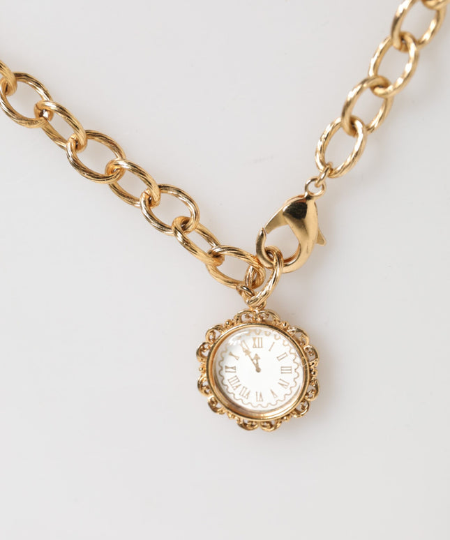 Dolce & Gabbana Gold Crystal Clock Pendant Statement Jewelry Necklace