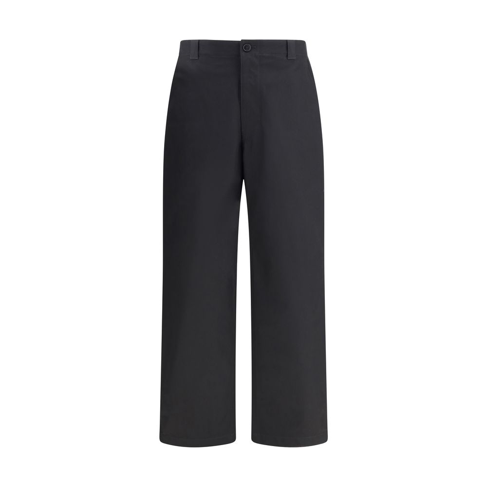 Gucci Cotton Pants in black with a wide-leg fit, front view showcasing minimalist design and tailored waistband for men’s casual wear.