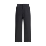Gucci Cotton Pants in black with a wide-leg fit, front view showcasing minimalist design and tailored waistband for men’s casual wear.