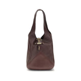 Chloé Small Balloon Shoulder Bag in rich brown leather with a structured silhouette and gold-tone hardware, ideal for women's luxury fashion.