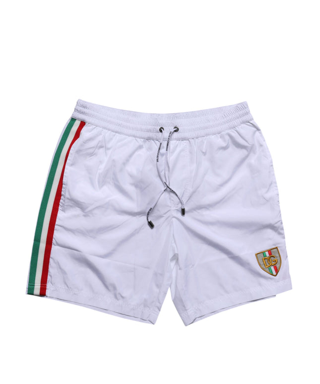 Dolce & Gabbana White Logo Polyester Men Beachwear Swimwear