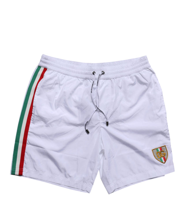 Dolce & Gabbana White Logo Polyester Men Beachwear Swimwear
