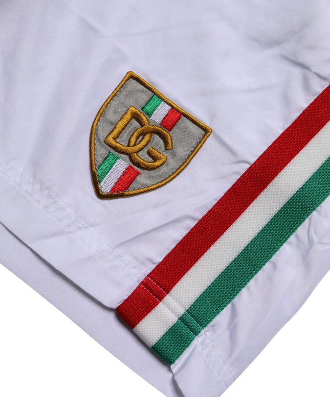 Dolce & Gabbana White Logo Polyester Men Beachwear Swimwear