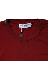Dolce & Gabbana Maroon Cotton Crew Neck Short Sleeves T-Shirt