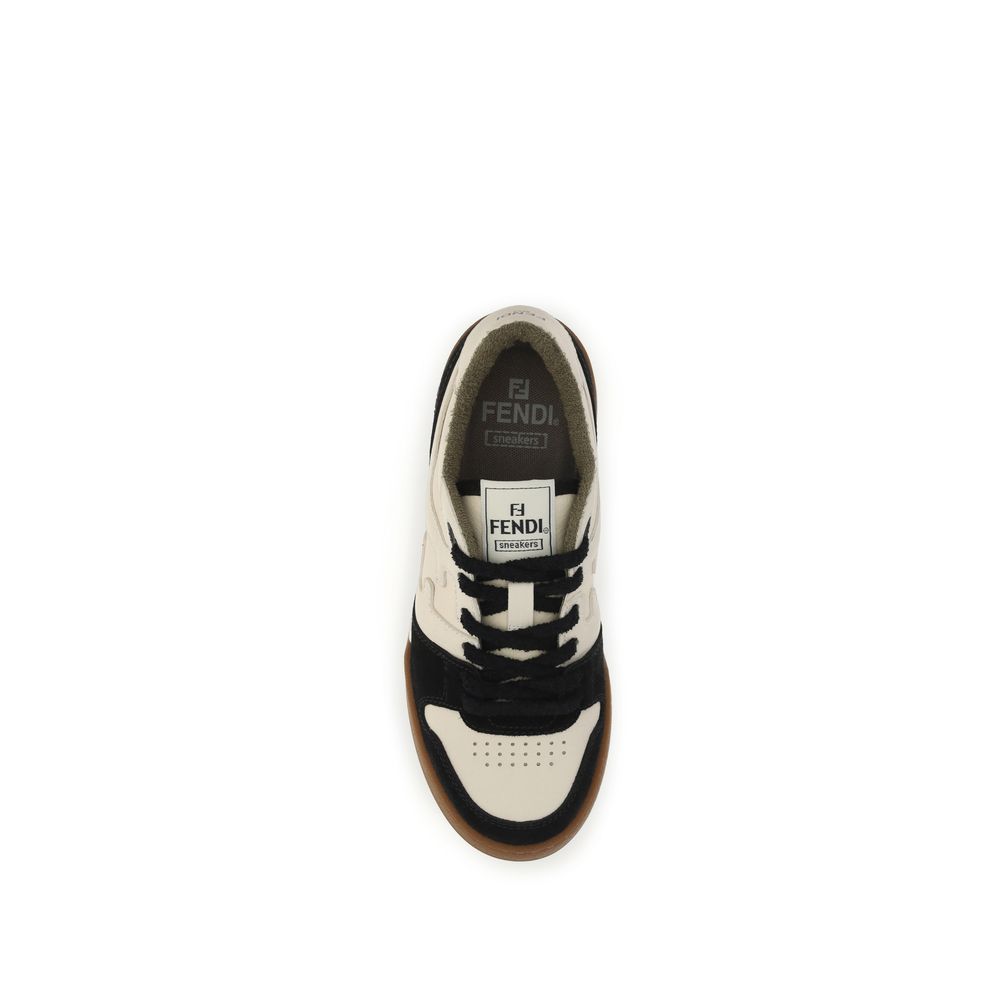 Fendi Black Calf Leather Bos Taurus Low Top Sneakers