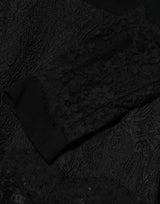 Dolce & Gabbana Black Floral Lace Trim Sheath A-line Dress