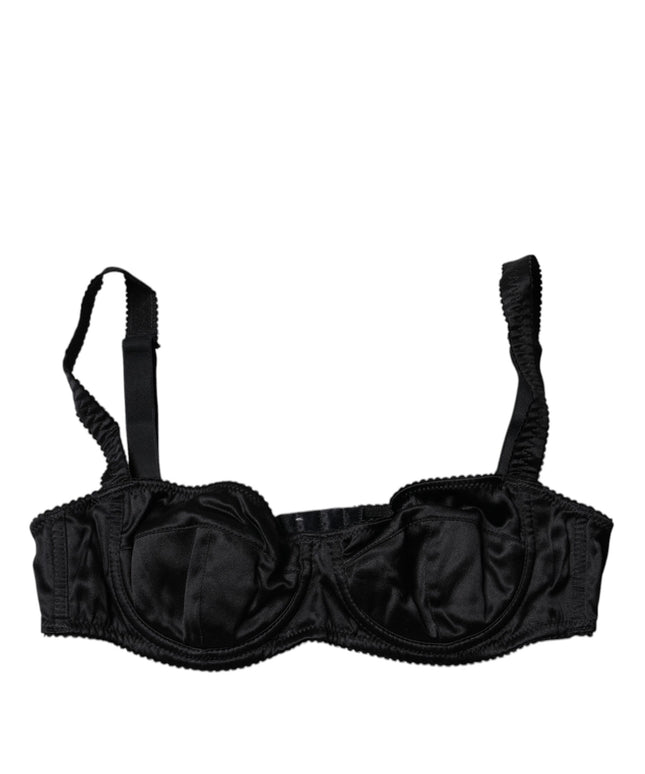 Dolce & Gabbana Black Silk Semi-Pad Balconette Bra Underwear