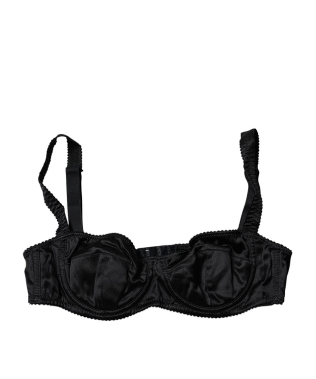 Dolce & Gabbana Black Silk Semi-Pad Balconette Bra Underwear