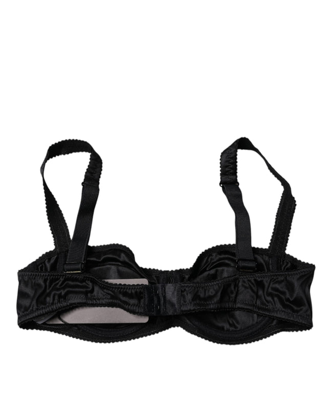 Dolce & Gabbana Black Silk Semi-Pad Balconette Bra Underwear