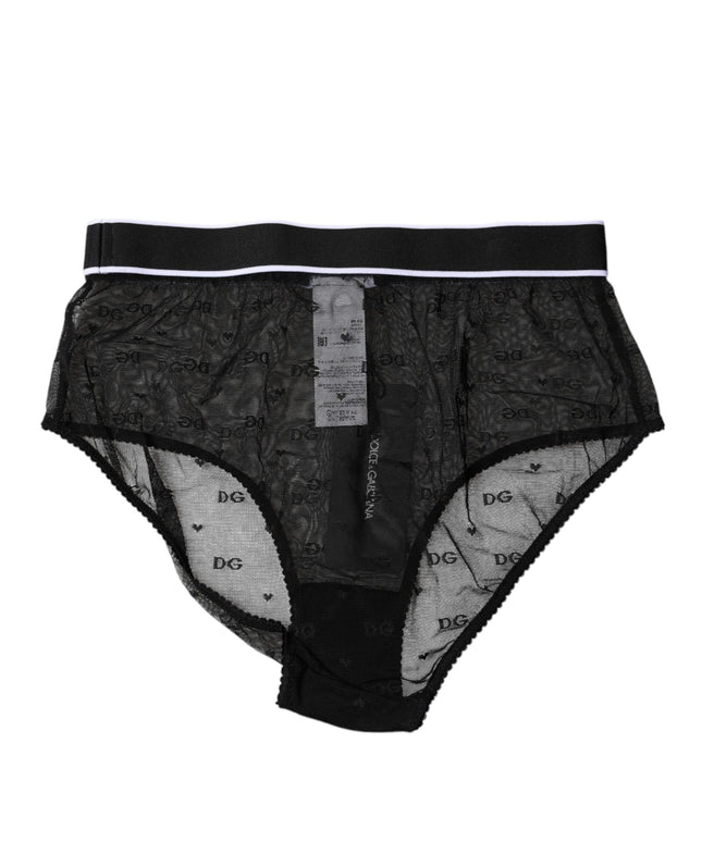 Dolce & Gabbana Black Lace Nylon High Waist Panty Underwear