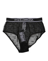 Dolce & Gabbana Black Lace Nylon High Waist Panty Underwear