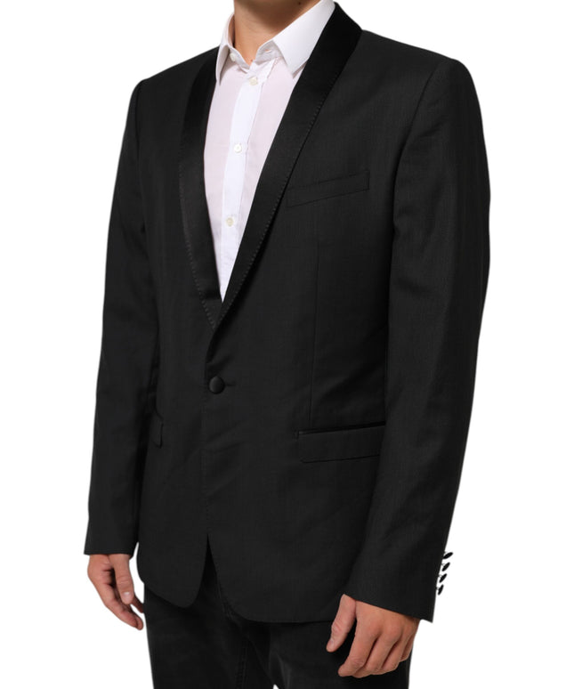 Dolce & Gabbana Black Wool GOLD 1 Button Suit Coat Blazer