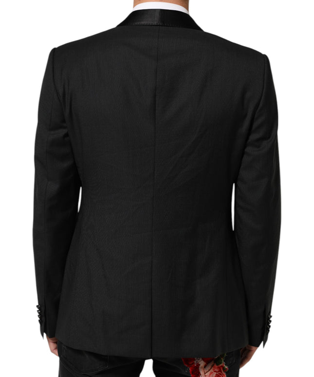 Dolce & Gabbana Black Wool GOLD 1 Button Suit Coat Blazer
