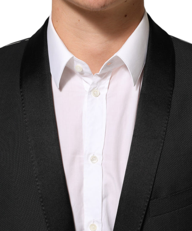 Dolce & Gabbana Black Wool GOLD 1 Button Suit Coat Blazer