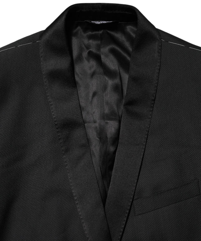 Dolce & Gabbana Black Wool GOLD 1 Button Suit Coat Blazer
