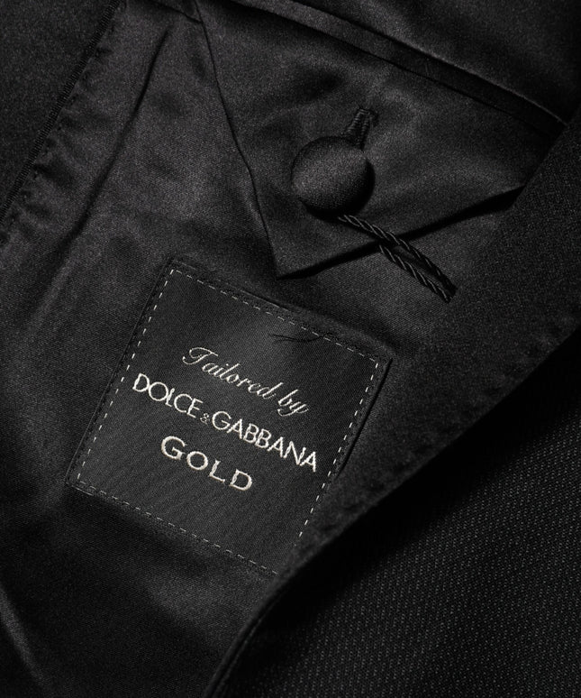 Dolce & Gabbana Black Wool GOLD 1 Button Suit Coat Blazer