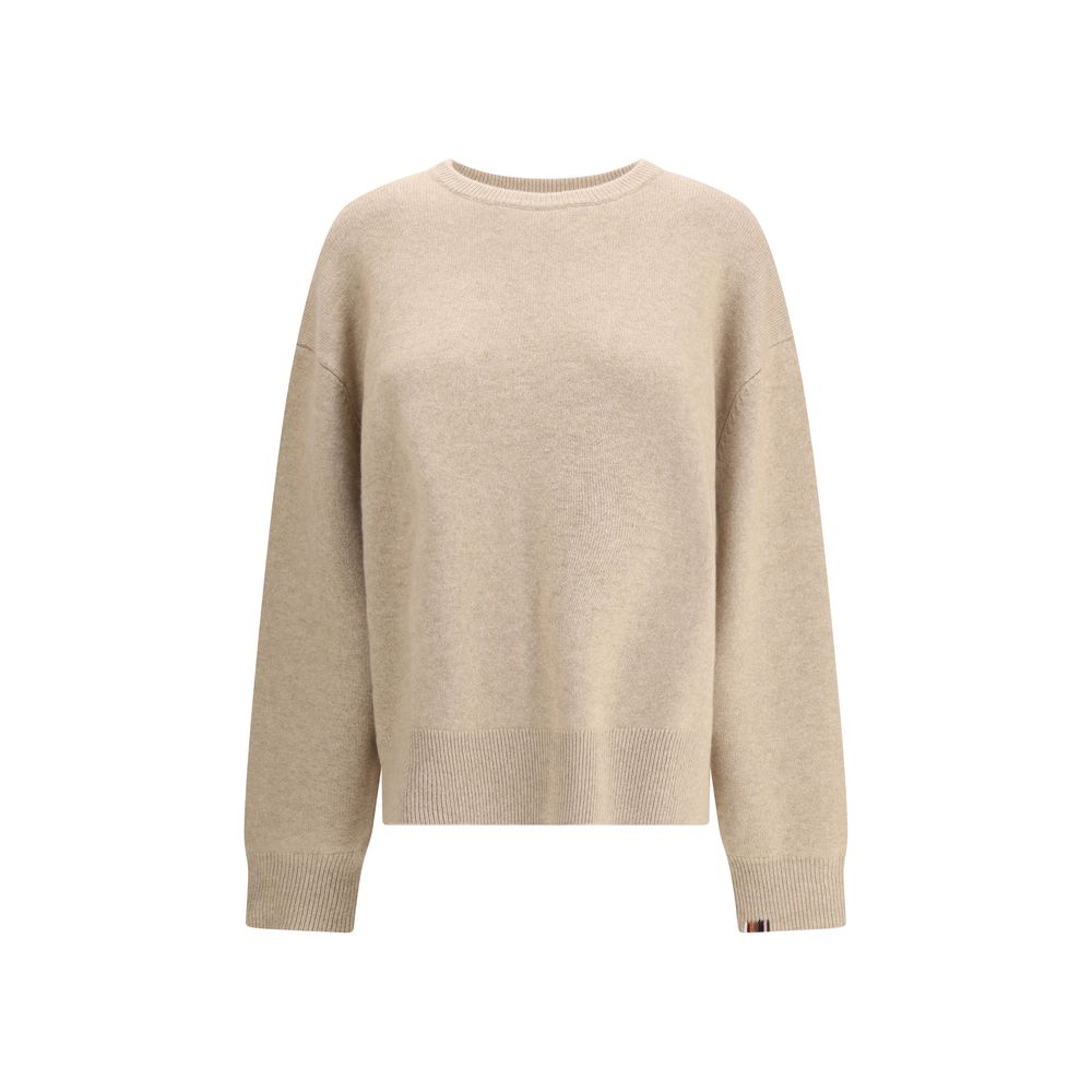 Extreme Cashmere Mike Sweater n°431 in beige cashmere with relaxed fit and ribbed hem, ideal for women's luxury casual wear.