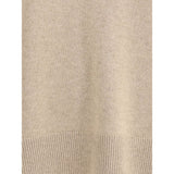 Close-up of Extreme Cashmere Mike Sweater n°431 fabric, highlighting the fine beige cashmere knit and ribbed detailing.