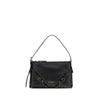 Givenchy Voyou mini Shoulder Bag in black leather with gold-tone hardware and front logo, ideal for women’s luxury fashion accessories.