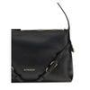 Close-up of Givenchy Voyou mini Shoulder Bag highlighting gold Givenchy logo, fine leather texture, and decorative strap detailing for women.