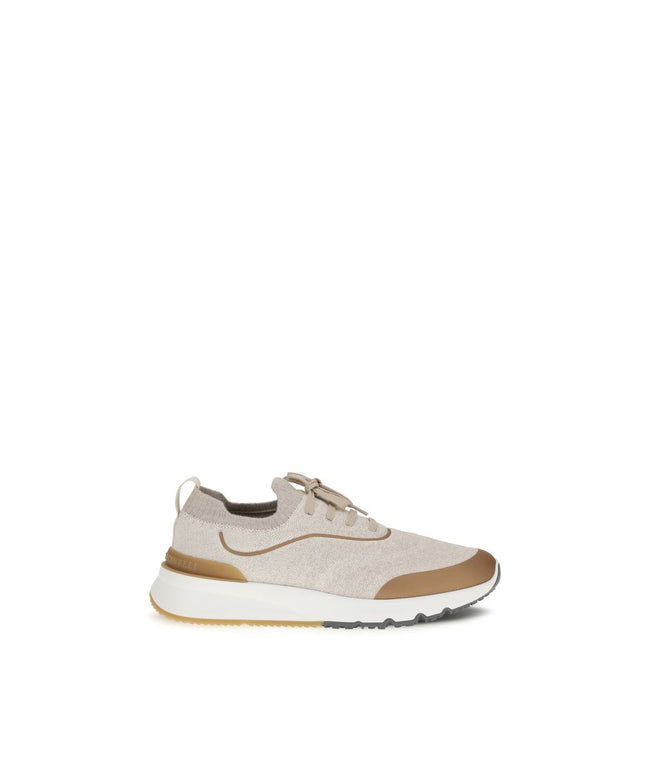 Brunello Cucinelli Beige Cotton Athletic Sneakers