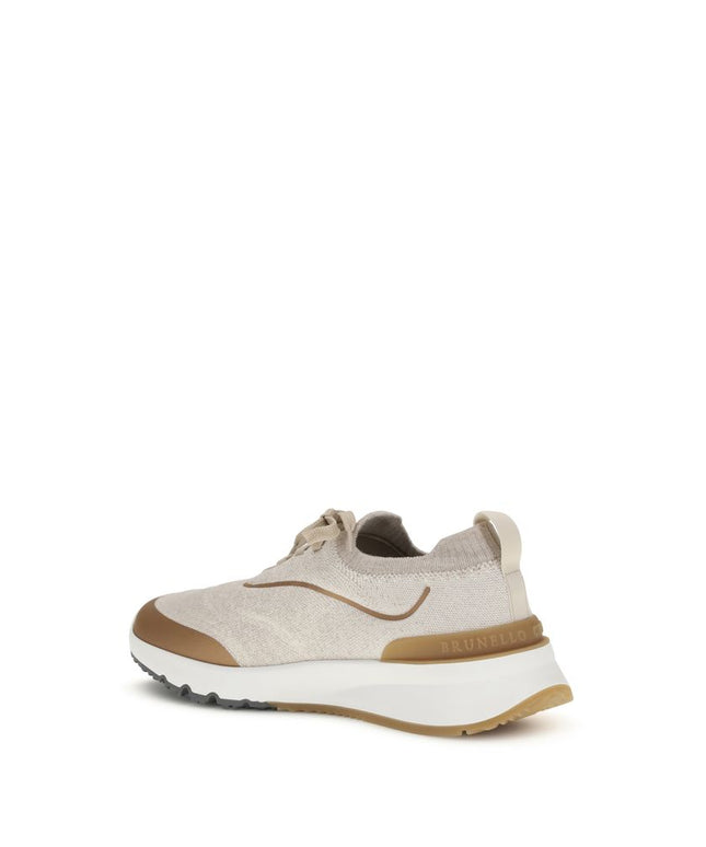 Brunello Cucinelli Beige Cotton Athletic Sneakers
