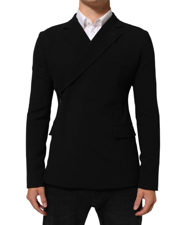 Dolce & Gabbana Black Wool Double Breasted Men Jacket Blazer