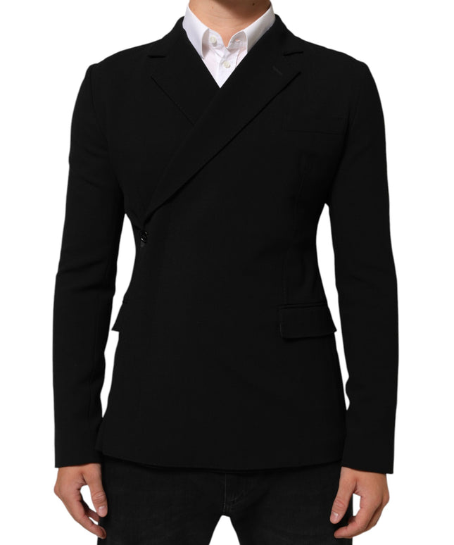 Dolce & Gabbana Black Wool Double Breasted Men Jacket Blazer