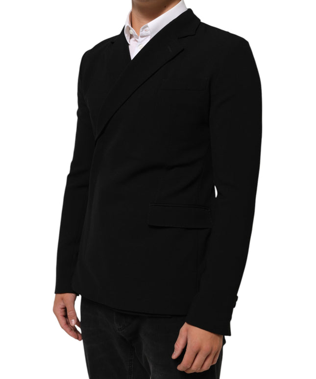 Dolce & Gabbana Black Wool Double Breasted Men Jacket Blazer
