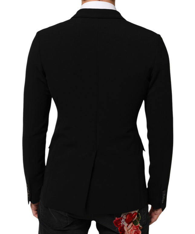 Dolce & Gabbana Black Wool Double Breasted Men Jacket Blazer