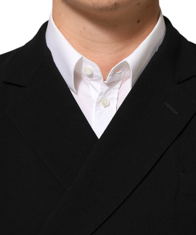 Dolce & Gabbana Black Wool Double Breasted Men Jacket Blazer
