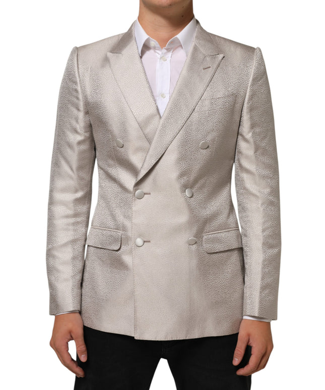 Dolce & Gabbana Beige MARTINI Double-Breasted Suit Blazer