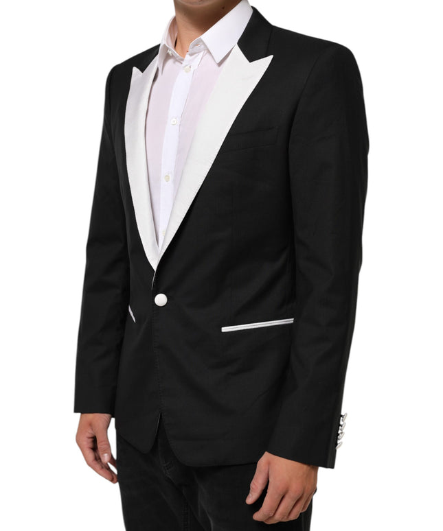 Dolce & Gabbana Black White MARTINI 1 Button Men Suit Blazer
