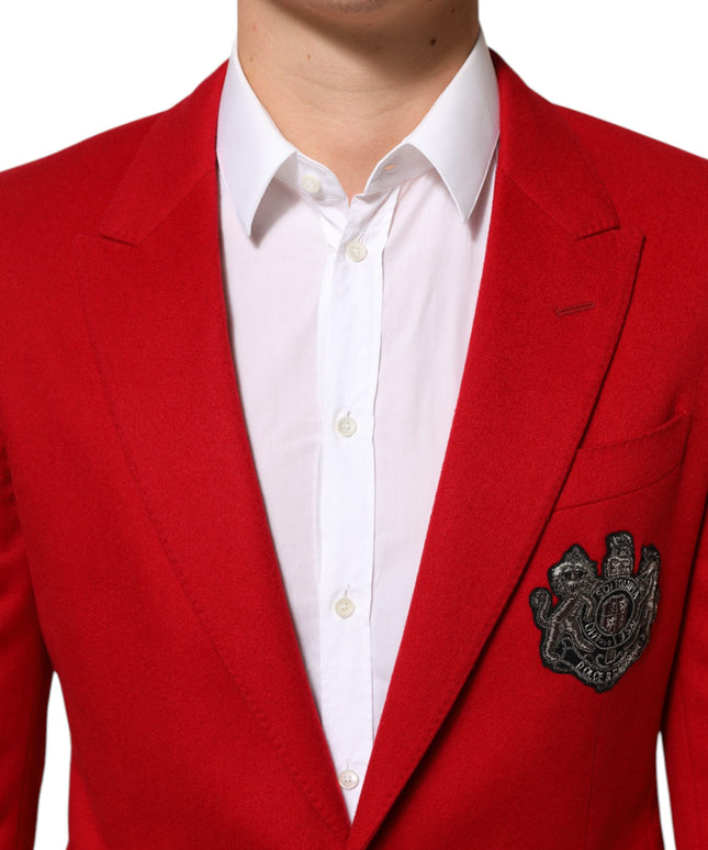 Dolce & Gabbana Red Cashmere 2 Buttons Suit Jacket Blazer