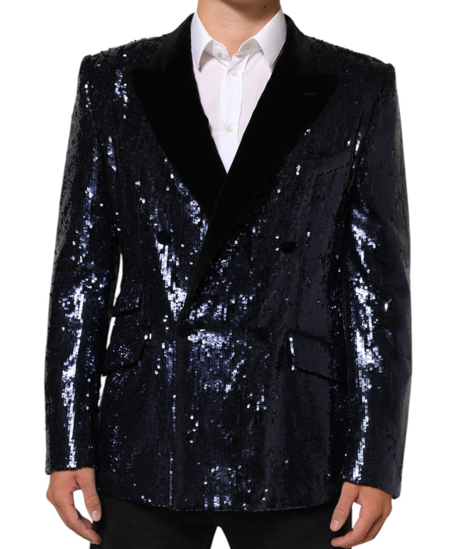 Dolce & Gabbana Blue Sequin SICILIA Double Breasted Blazer