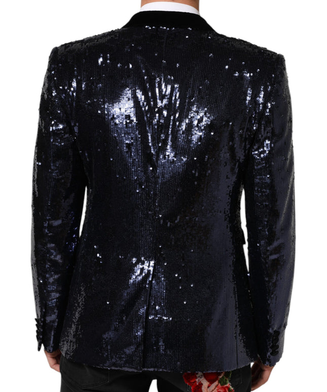 Dolce & Gabbana Blue Sequin SICILIA Double Breasted Blazer